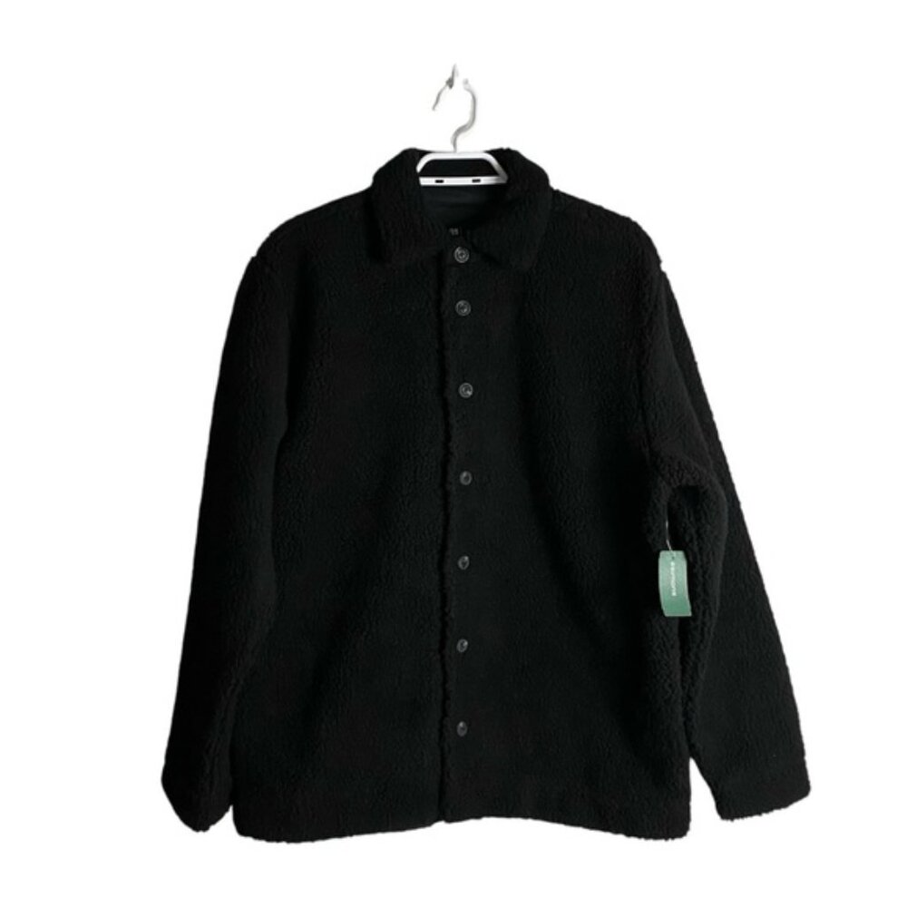 NWT Simons Women's Black Sherpa Button-Down Overshirt